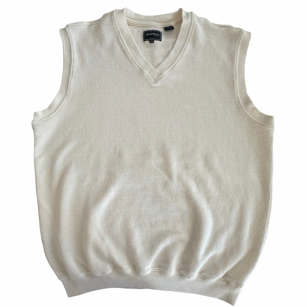 BOLLE Golf‎ Pullover V-Neck Vest XXL Cream Sleeveless Shirt Cotton Athleisure